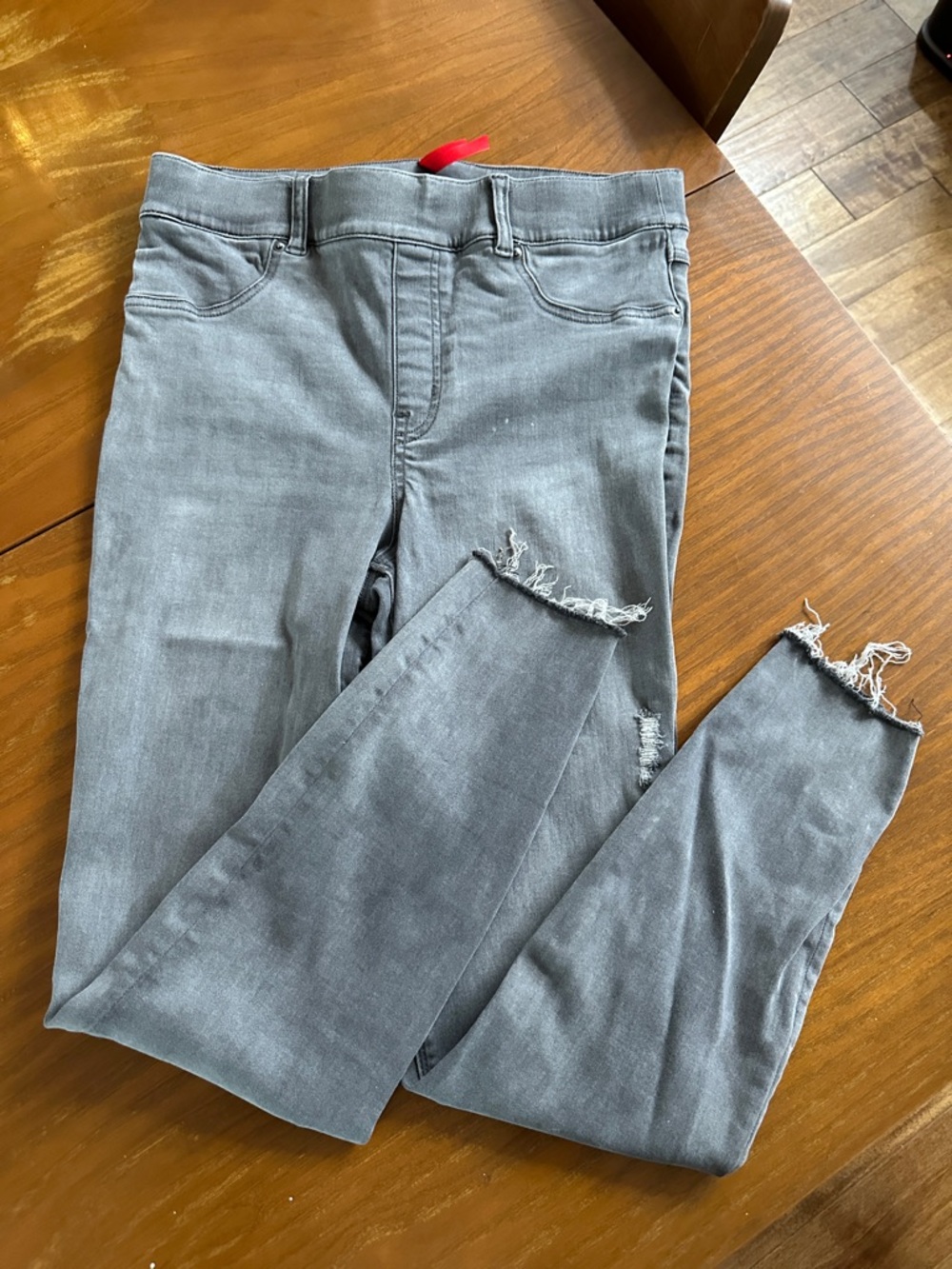 Spanx Frayed Hem Gray Skinny Jeans